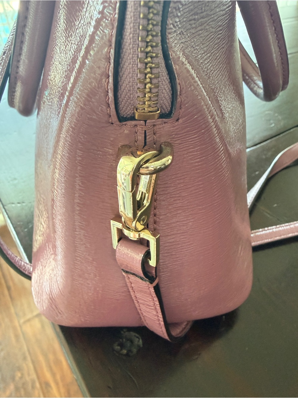 Kate Spade "Carli Place" satchel 
lilac patent leather w/gold-tone
Hardware NWOT - Picture 6 of 13